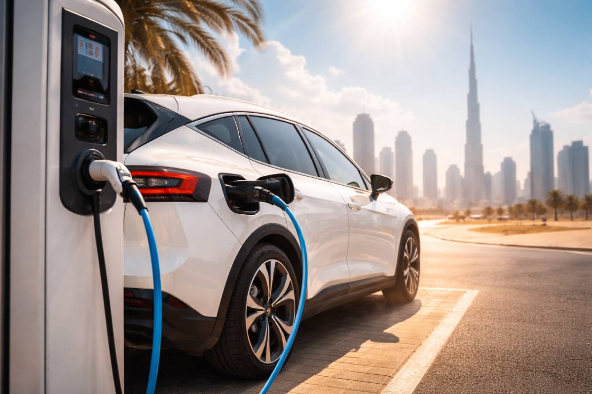 EV charging under Dubai's midday sun